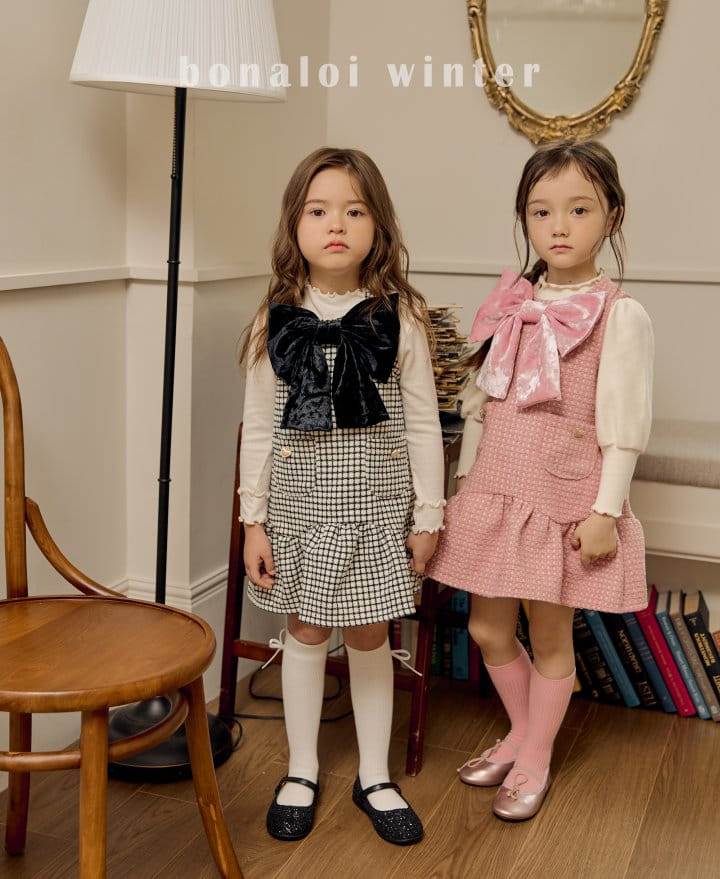 Bonaloi - Korean Children Fashion - #todddlerfashion - Veloure One-piece - 2