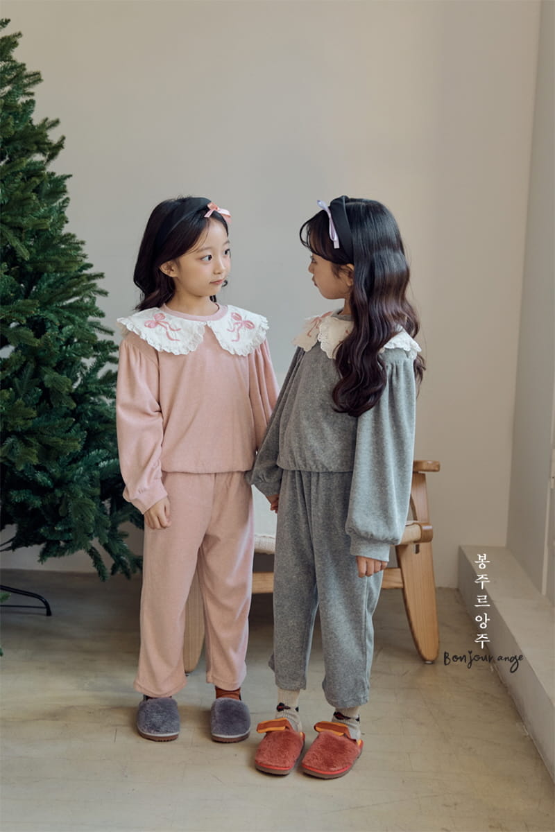 Bonjour Ange - Korean Children Fashion - #kidsshorts - Ribbon Bocasi Top Bottom Set