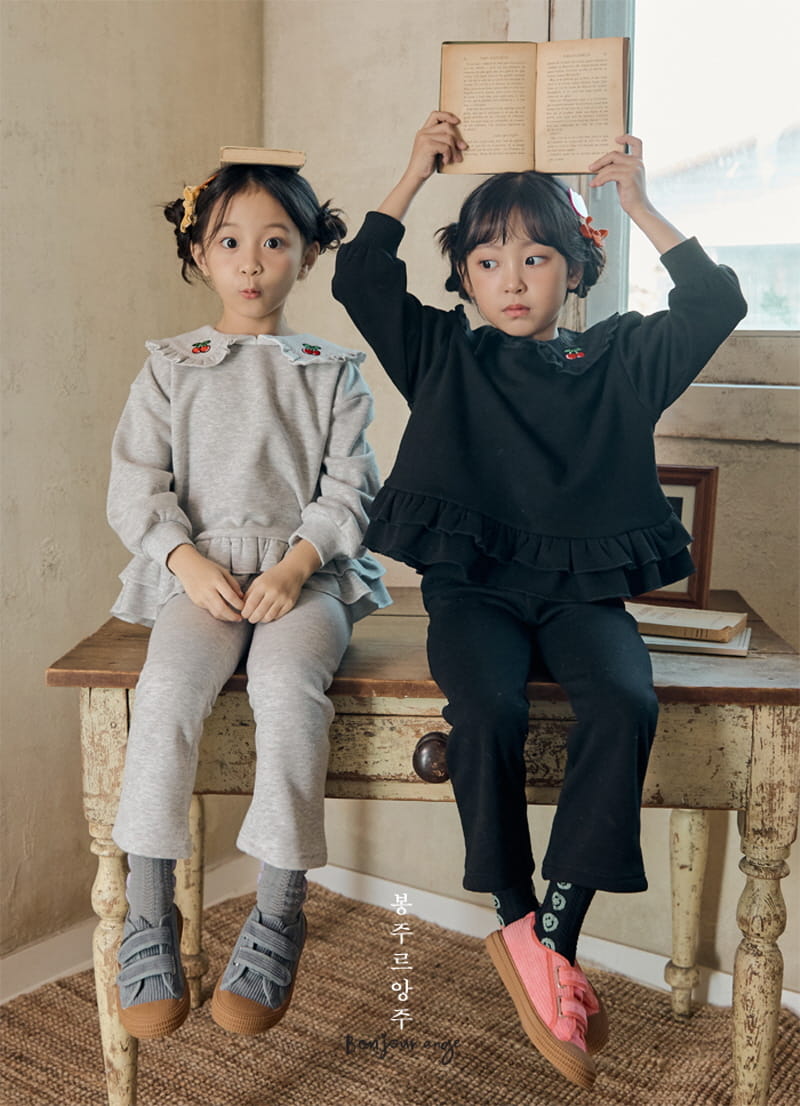 Bonjour Ange - Korean Children Fashion - #kidzfashiontrend - Cherry Top Bottom Set - 2