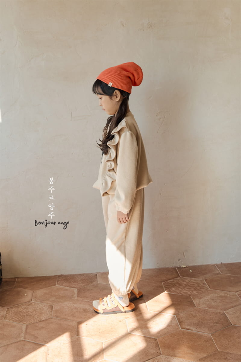 Bonjour Ange - Korean Children Fashion - #littlefashionista - Lovely Rib Fleece Top Bottom Set - 3