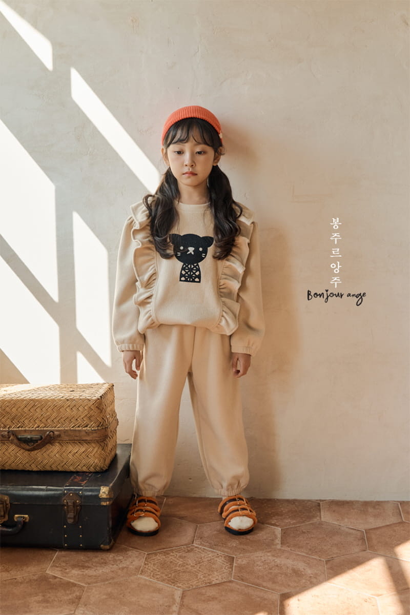 Bonjour Ange - Korean Children Fashion - #littlefashionista - Lovely Rib Fleece Top Bottom Set - 4