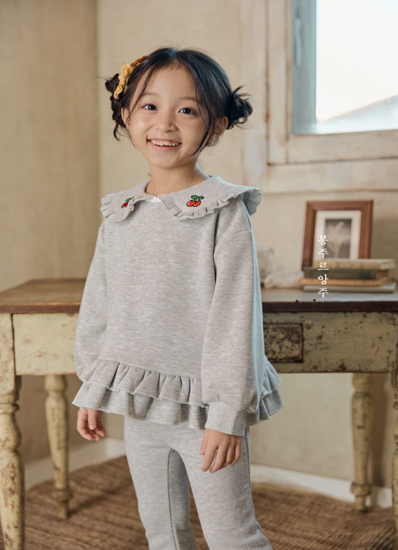 Bonjour Ange - Korean Children Fashion - #minifashionista - Cherry Top Bottom Set - 6