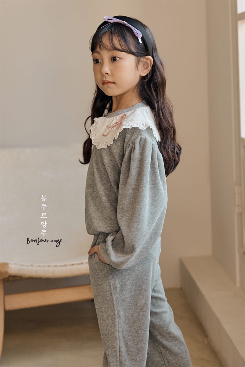 Bonjour Ange - Korean Children Fashion - #toddlerclothing - Ribbon Bocasi Top Bottom Set - 10