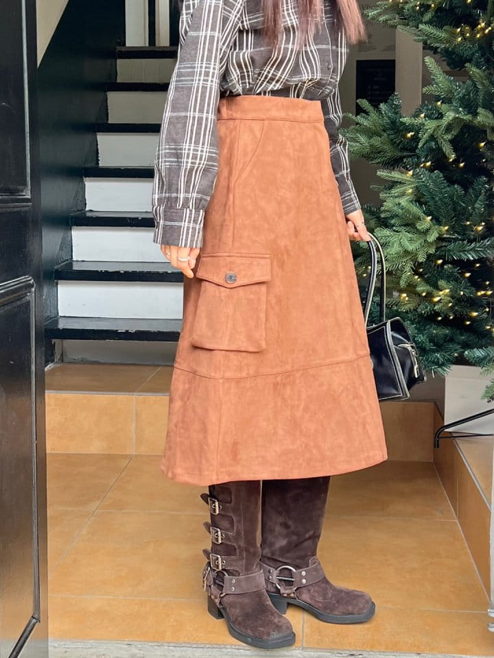 Bricklane - Korean Women Fashion - #momslook - Cargo Suede  Skirt - 9