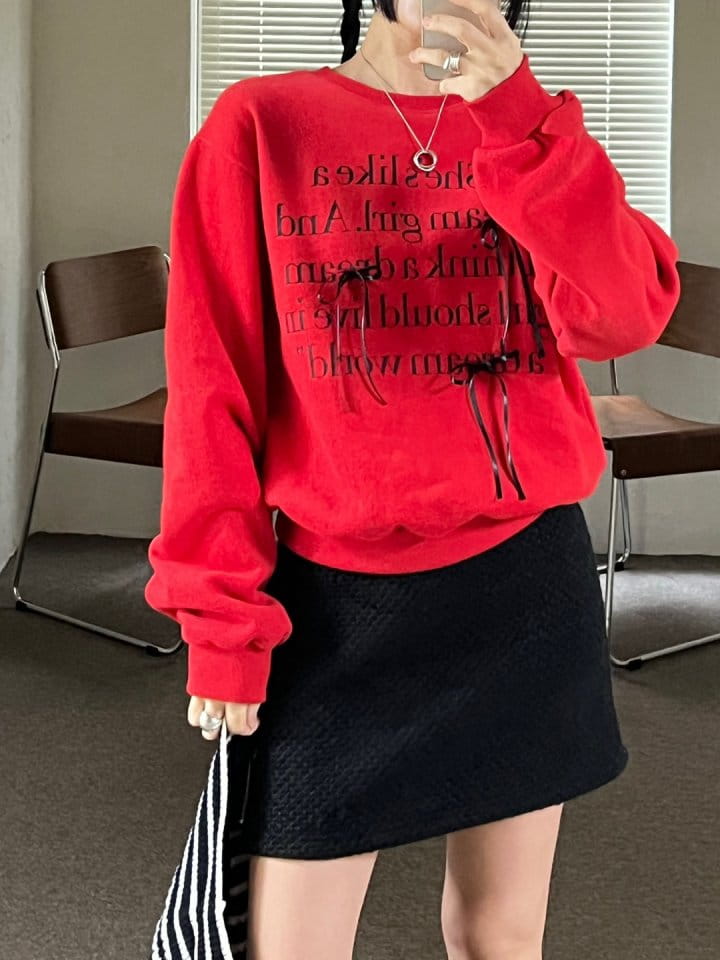 Bricklane - Korean Women Fashion - #womensfashion - Ribbon Fleece Sweatshirt - 4