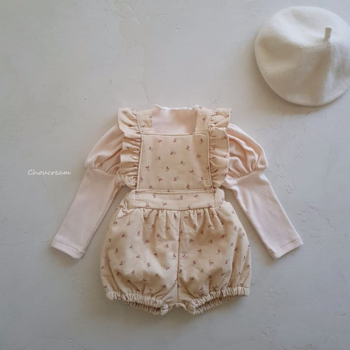 Choucream - Korean Baby Fashion - #babyboutique - Padding Frill Dungaree Bodysuit - 6