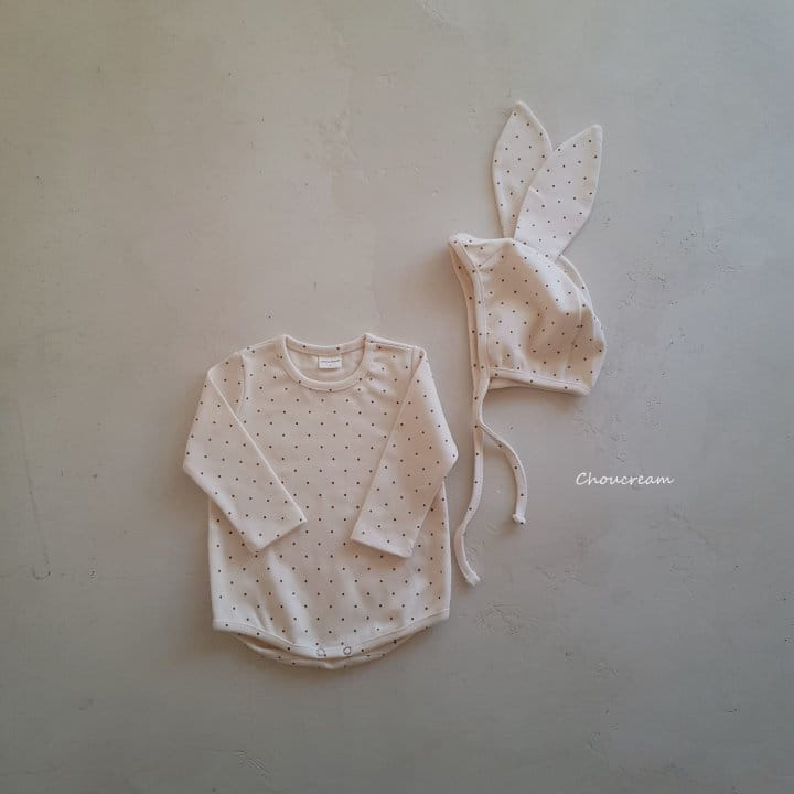 Choucream - Korean Baby Fashion - #babyboutiqueclothing - Winter Rabbit Bonnet bOdysuit SET - 2