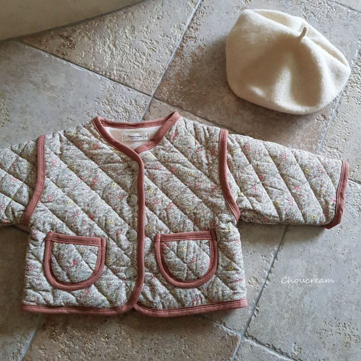 Choucream - Korean Baby Fashion - #babyclothing - Bebe Quilting Jacket Flower Rib - 2