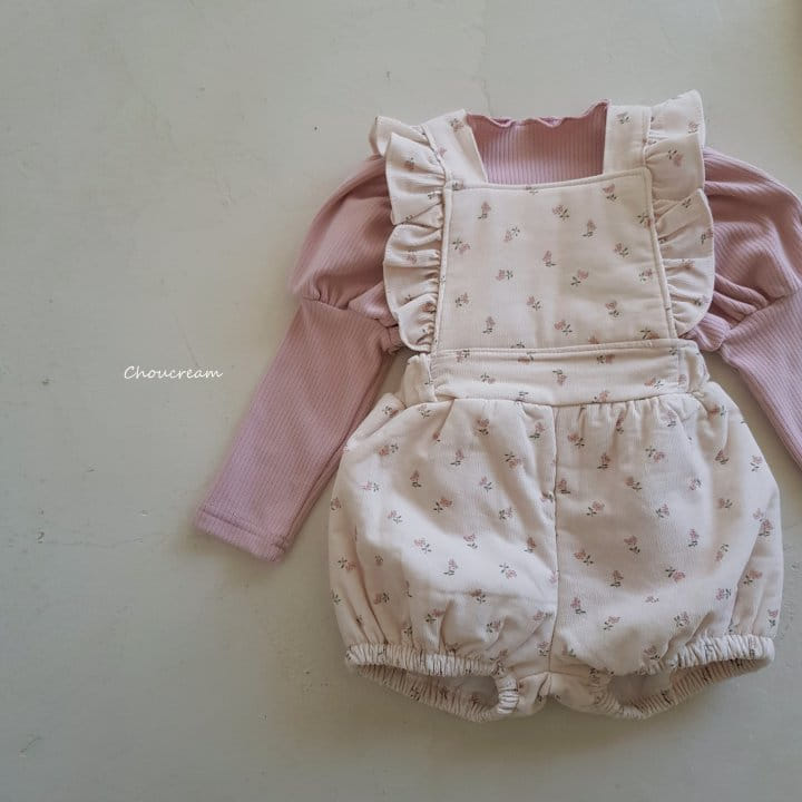 Choucream - Korean Baby Fashion - #babyfashion - Padding Frill Dungaree Romper - 8