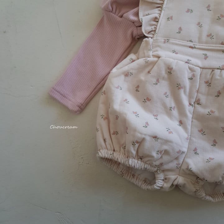Choucream - Korean Baby Fashion - #babyfever - Padding Frill Dungaree Romper - 9