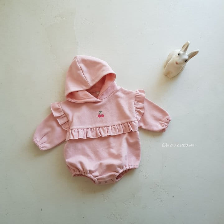 Choucream - Korean Baby Fashion - #babyoutfit - Cherry Hoody Bodysuit