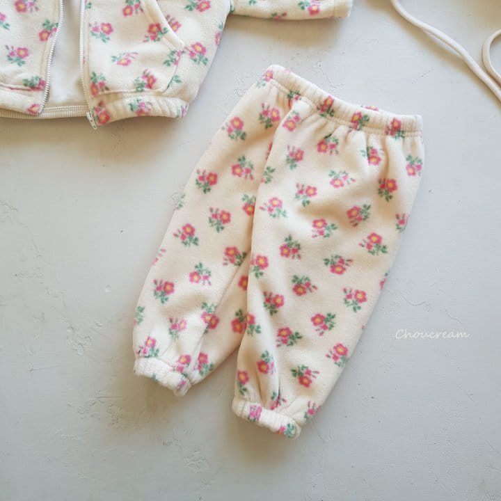Choucream - Korean Baby Fashion - #onlinebabyshop - Flower Fleece Zip-up Set - 7