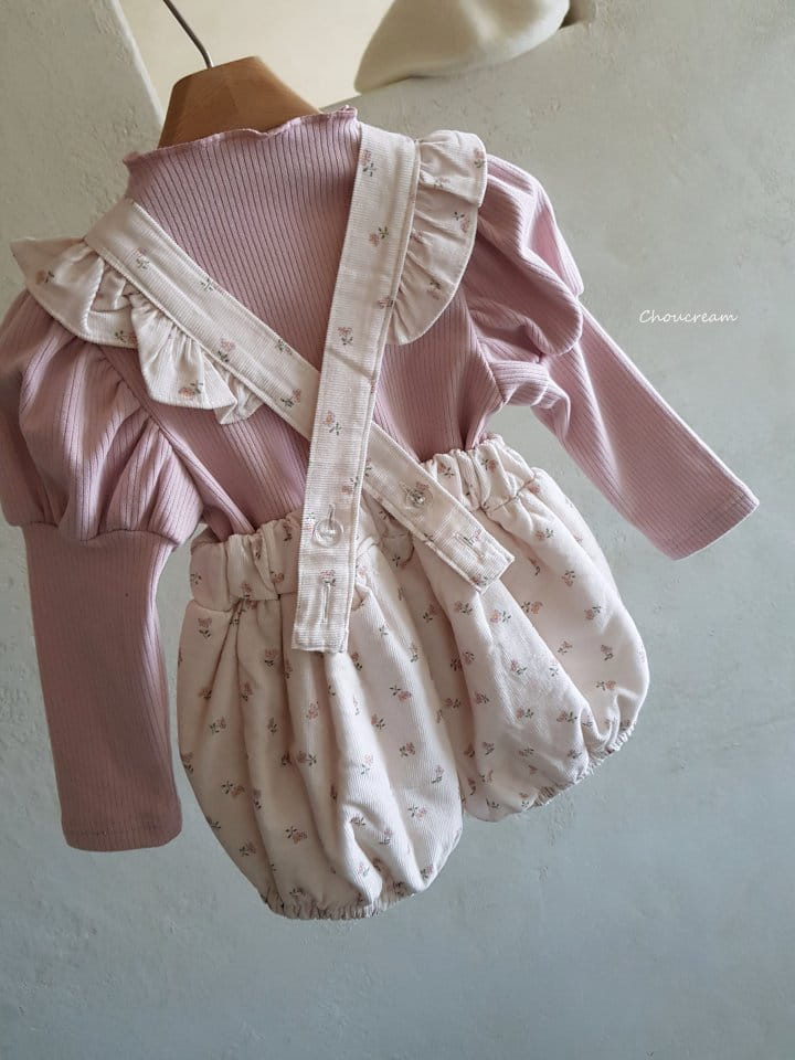 Choucream - Korean Baby Fashion - #onlinebabyshop - Padding Frill Dungaree Romper - 4
