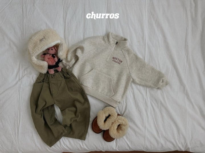 Churros - Korean Children Fashion - #minifashionista - Boston Half Zip-up Sweatshirt