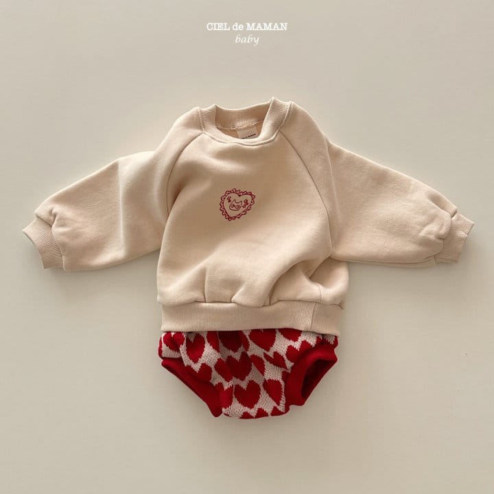 Ciel De Maman - Korean Baby Fashion - #onlinebabyshop - Heart Sweatshirt Bloomers Set - 4