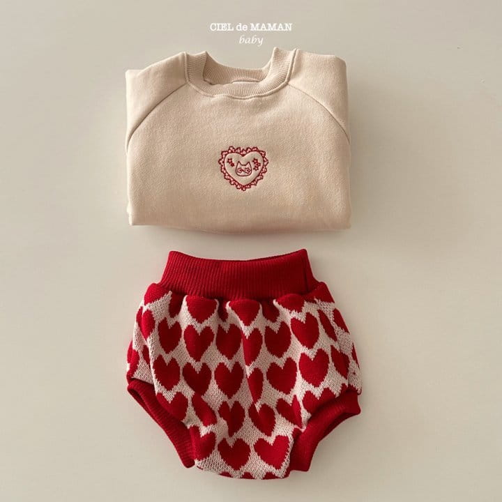 Ciel De Maman - Korean Baby Fashion - #babyboutique - Heart Sweatshirt Bloomers Set - 5