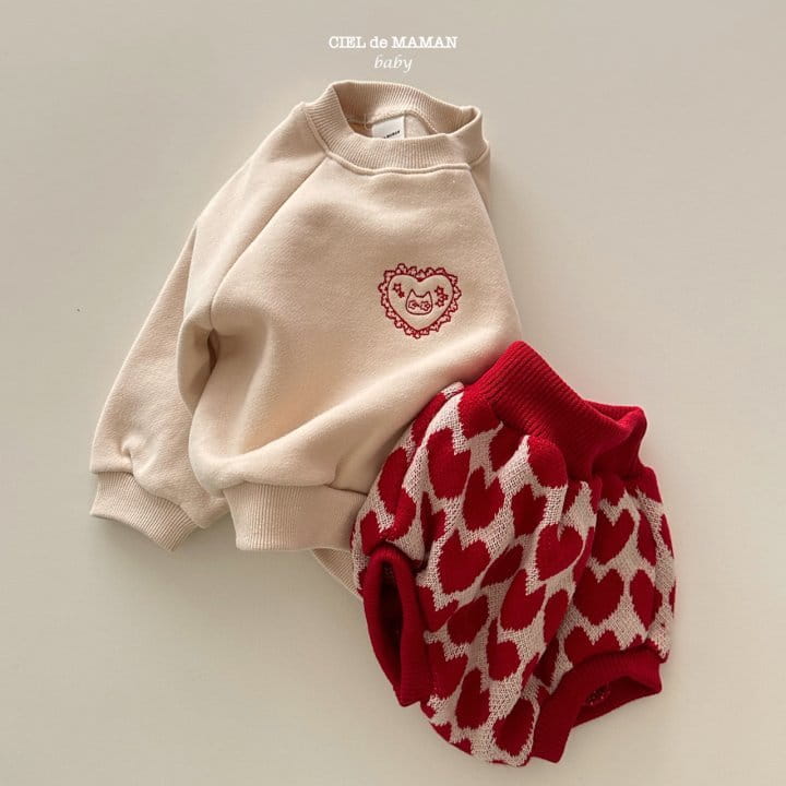 Ciel De Maman - Korean Baby Fashion - #babyboutiqueclothing - Heart Sweatshirt Bloomers Set - 6