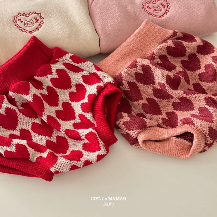 Ciel De Maman - Korean Baby Fashion - #babyclothing - Heart Sweatshirt Bloomers Set - 7