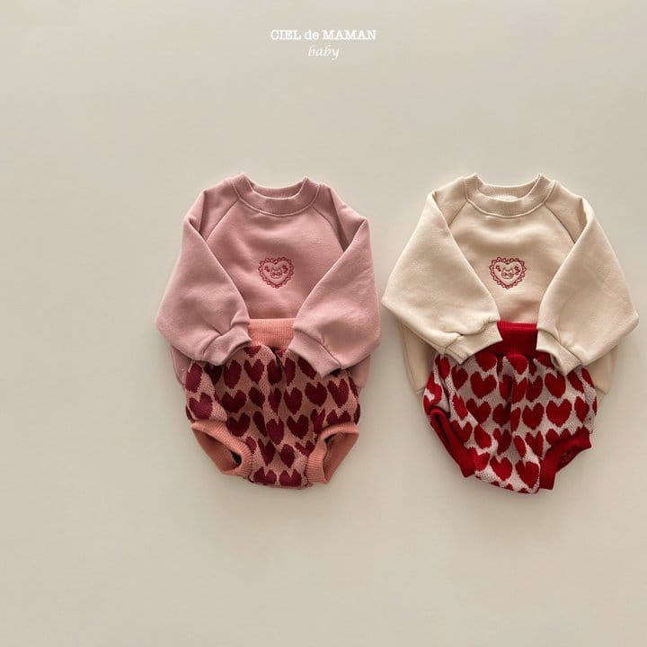 Ciel De Maman - Korean Baby Fashion - #babyfever - Heart Sweatshirt Bloomers Set - 9