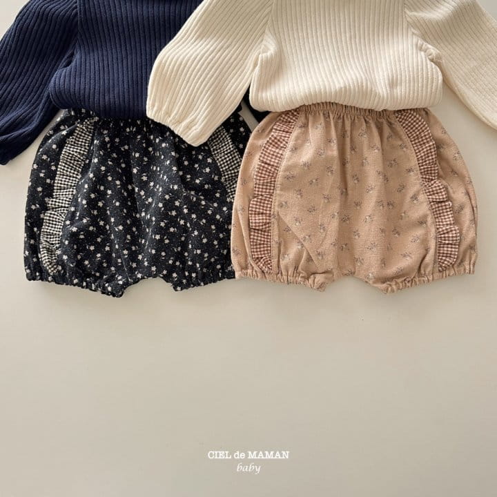 Ciel De Maman - Korean Baby Fashion - #babyootd - Check Flower Bloomers Pants - 2