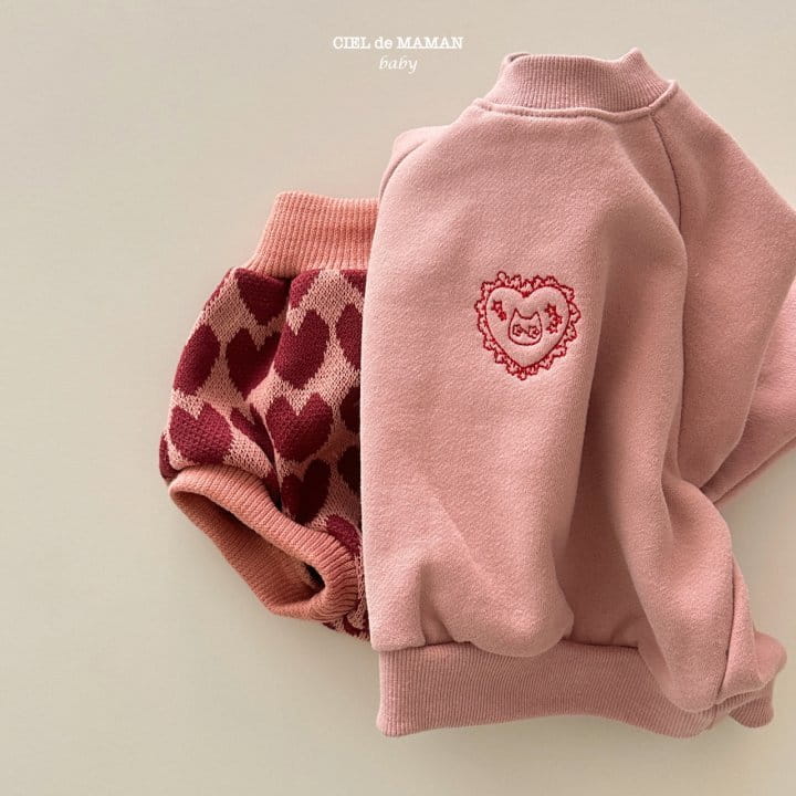Ciel De Maman - Korean Baby Fashion - #onlinebabyboutique - Heart Sweatshirt Bloomers Set - 2