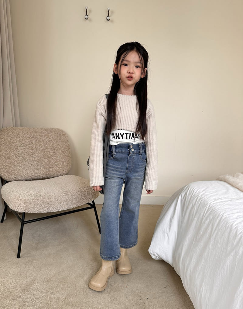 Comma - Korean Children Fashion - #kidsshorts - Crop Knit Tee - 3