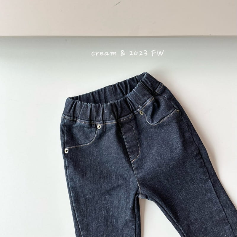 Cream Bbang - Korean Children Fashion - #childofig - Fleece Denim Bootscut pants - 3
