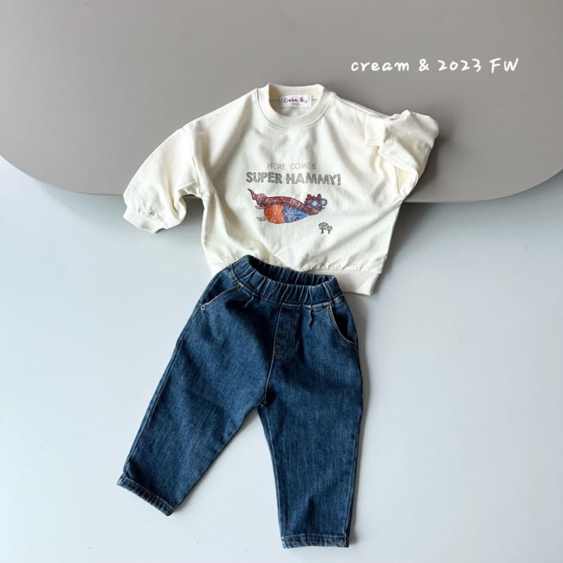 Cream Bbang - Korean Children Fashion - #childrensboutique - Fleece Denim Straight Baggy - 6