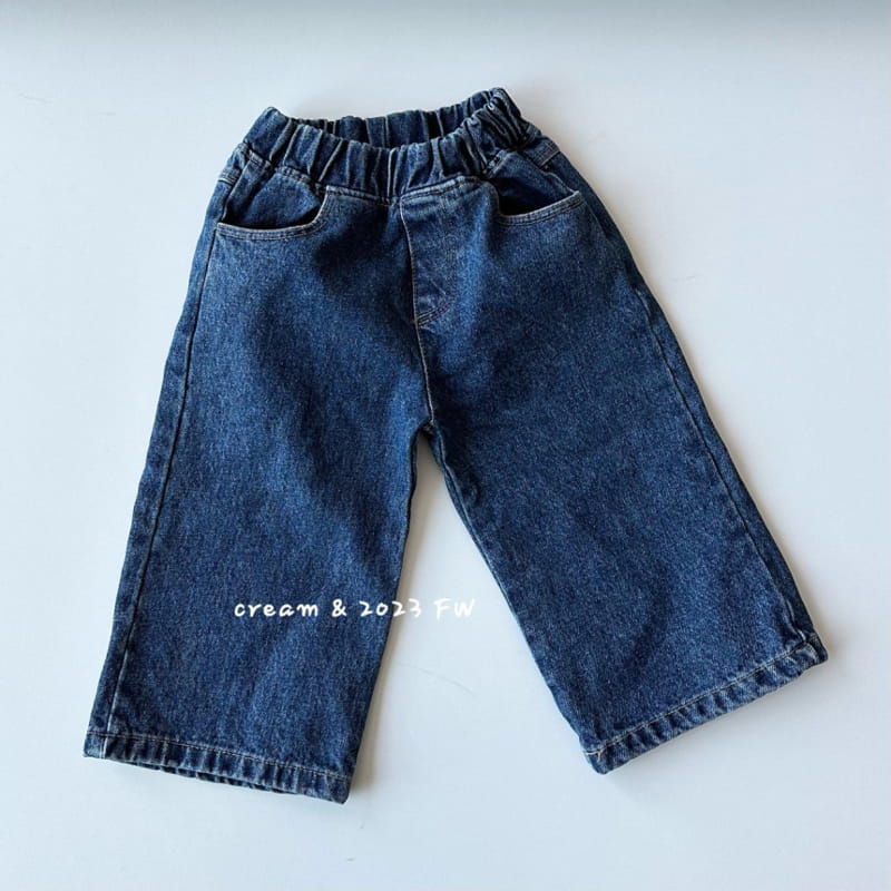Cream Bbang - Korean Children Fashion - #designkidswear - Fleece Denim Wide Pants - 5