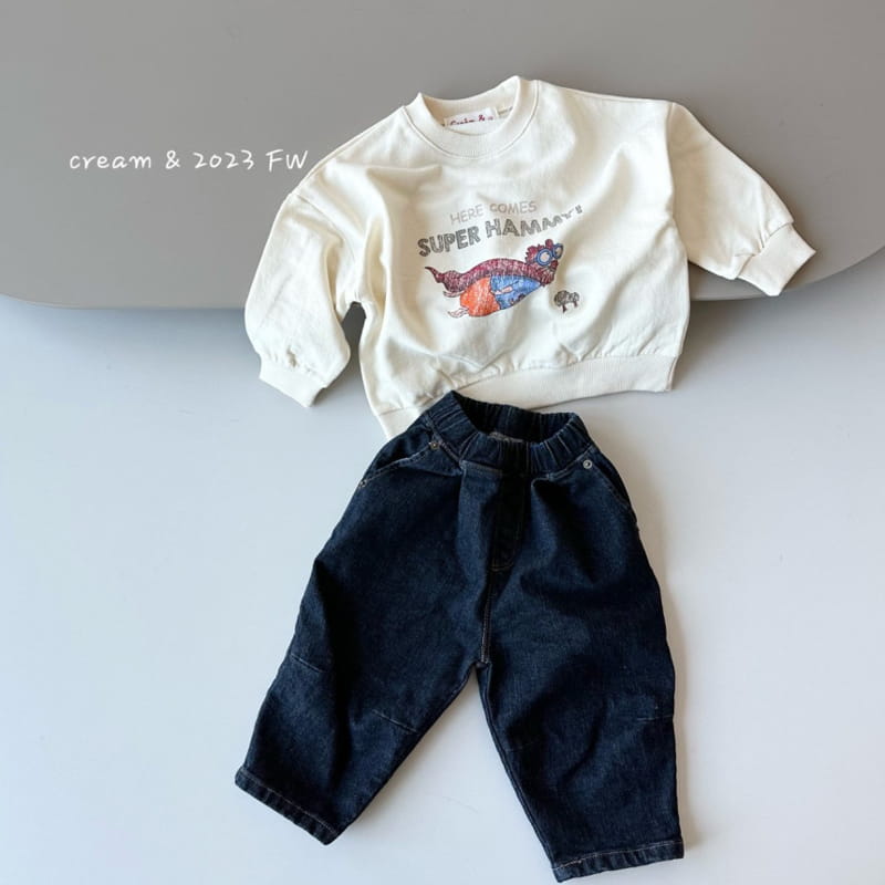 Cream Bbang - Korean Children Fashion - #fashionkids - Fleece Denim Darts Pants - 8