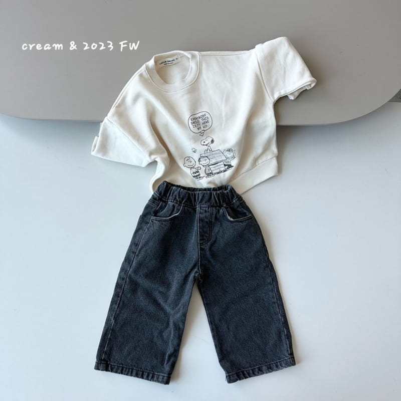 Cream Bbang - Korean Children Fashion - #fashionkids - Fleece Denim Wide Pants - 7