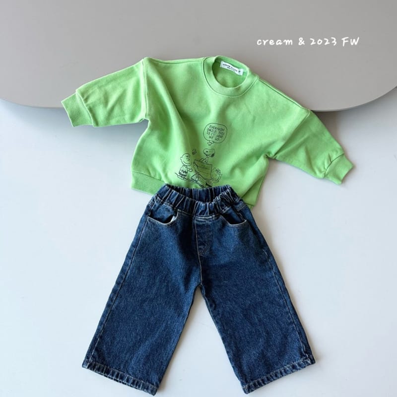 Cream Bbang - Korean Children Fashion - #kidsstore - Fleece Denim Wide Pants - 9