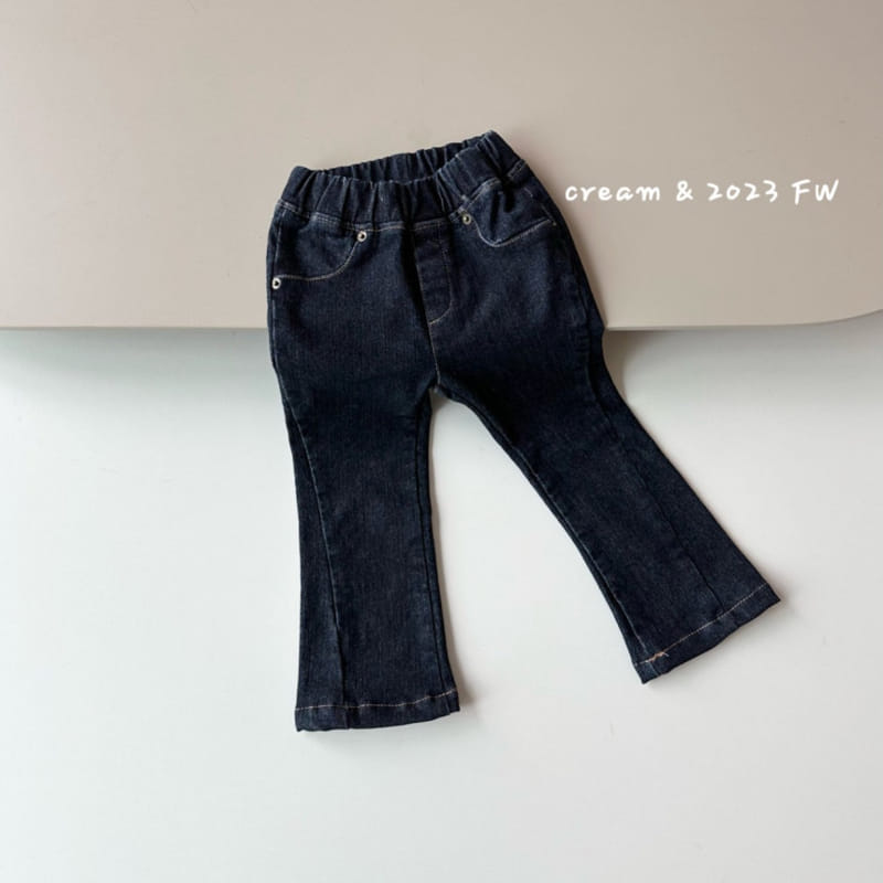 Cream Bbang - Korean Children Fashion - #prettylittlegirls - Fleece Denim Bootscut pants - 2