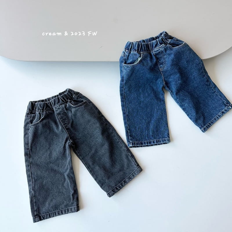 Cream Bbang - Korean Children Fashion - #stylishchildhood - Fleece Denim Wide Pants - 2