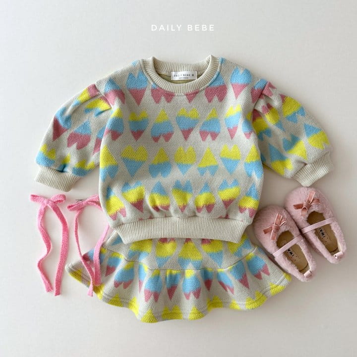 Daily Bebe - Korean Children Fashion - #kidsshorts - Heart Jacquard Set