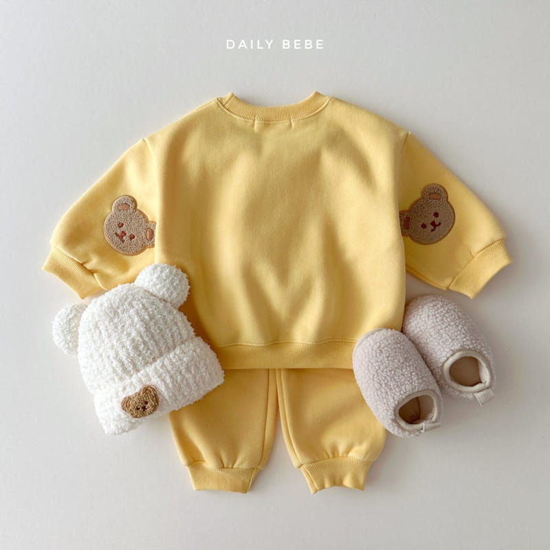 Daily Bebe - Korean Children Fashion - #littlefashionista - Bear Patch Top Bottom Set - 2