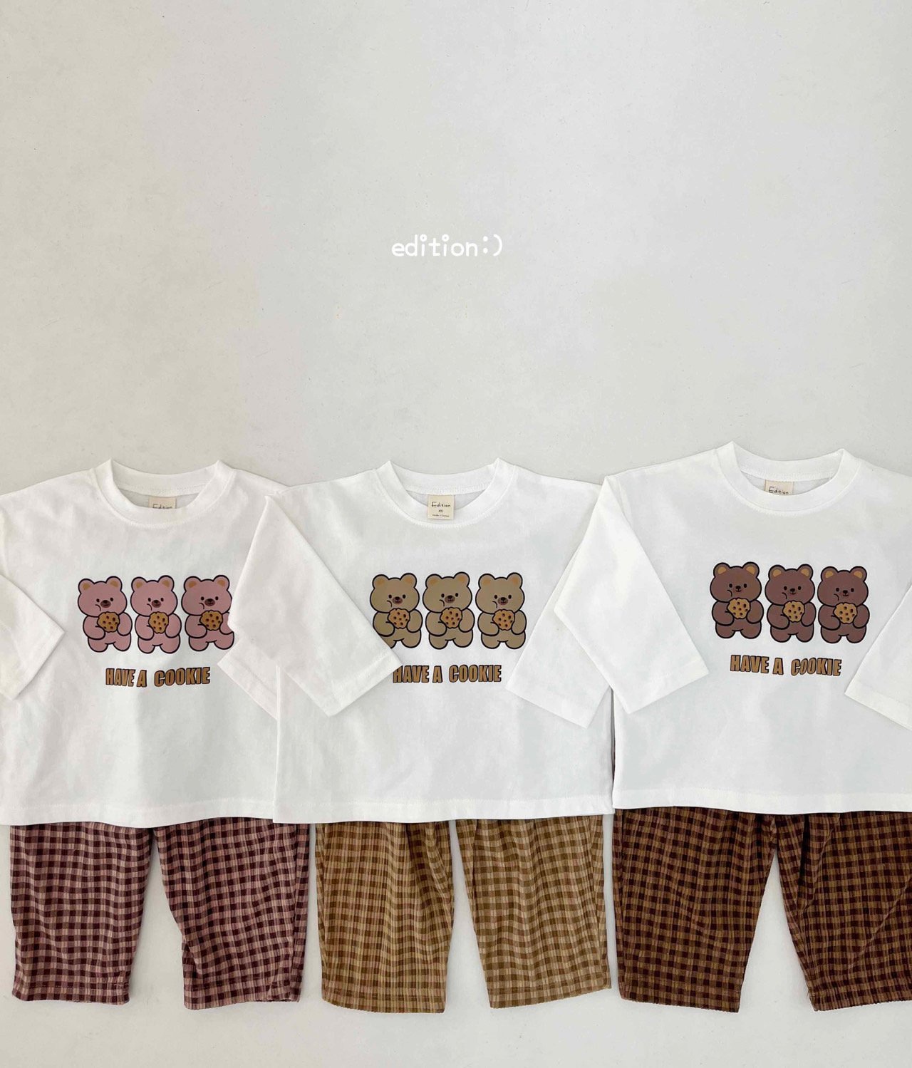 Edition - Korean Children Fashion - #fashionkids - Cookie Bear Check Set