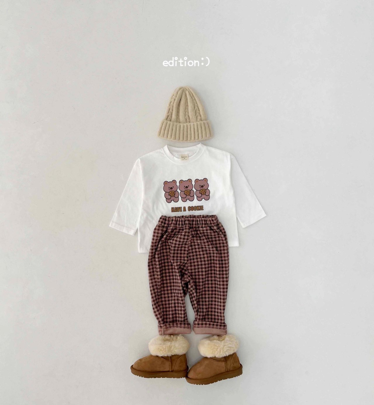 Edition - Korean Children Fashion - #kidsstore - Cookie Bear Check Set - 3