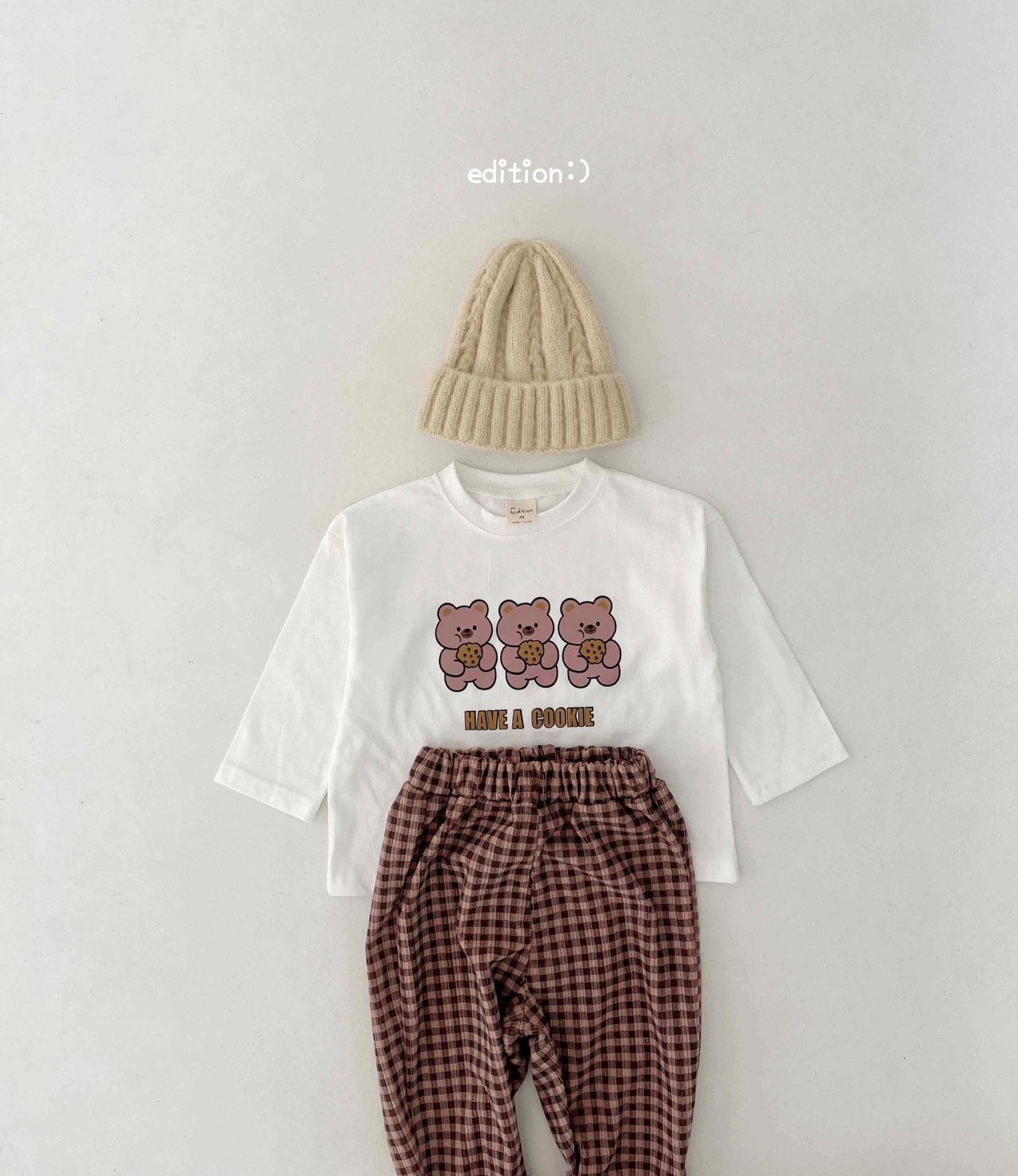 Edition - Korean Children Fashion - #kidsstore - Cookie Bear Check Set - 4