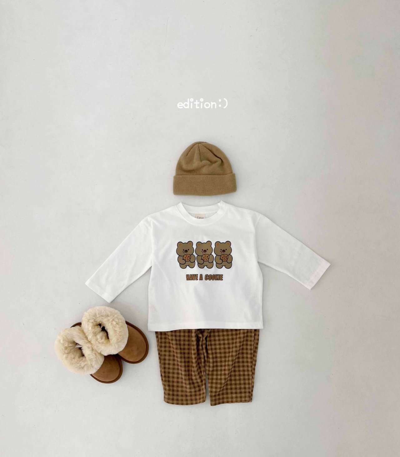 Edition - Korean Children Fashion - #littlefashionista - Cookie Bear Check Set - 6