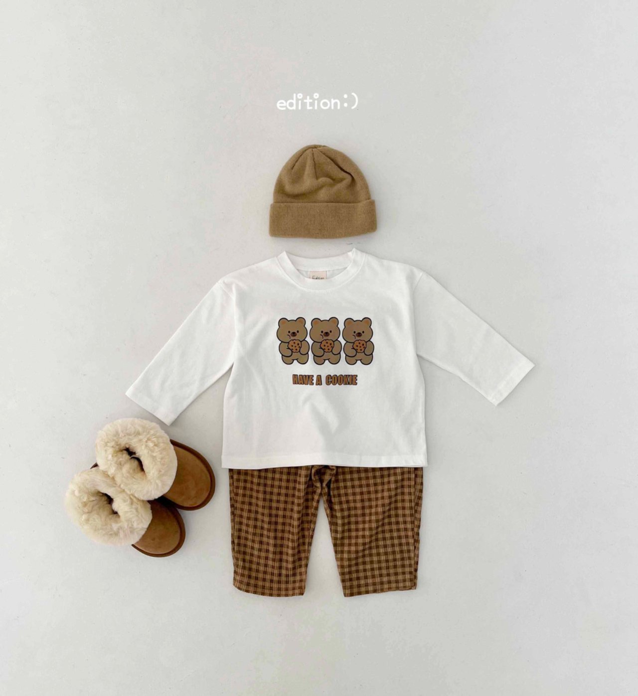Edition - Korean Children Fashion - #magicofchildhood - Cookie Bear Check Set - 7