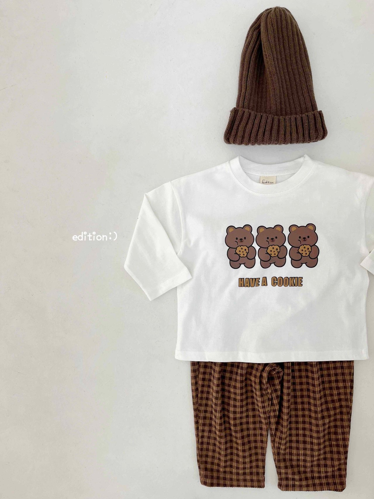 Edition - Korean Children Fashion - #toddlerclothing - Cookie Bear Check Set - 11