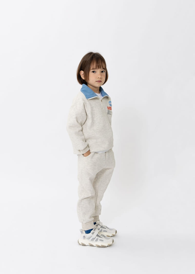 Fashion King - Korean Children Fashion - #Kfashion4kids - Nasa  Half Open Top Bottom Set - 6