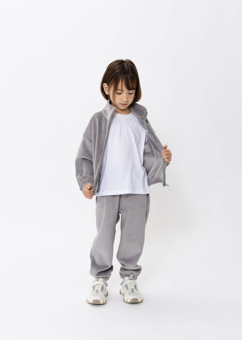 Fashion King - Korean Children Fashion - #fashionkids - Veloure Zip up Top Bottom Set - 8