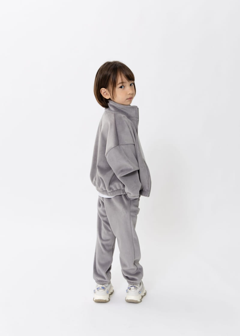 Fashion King - Korean Children Fashion - #kidsshorts - Veloure Zip up Top Bottom Set - 9