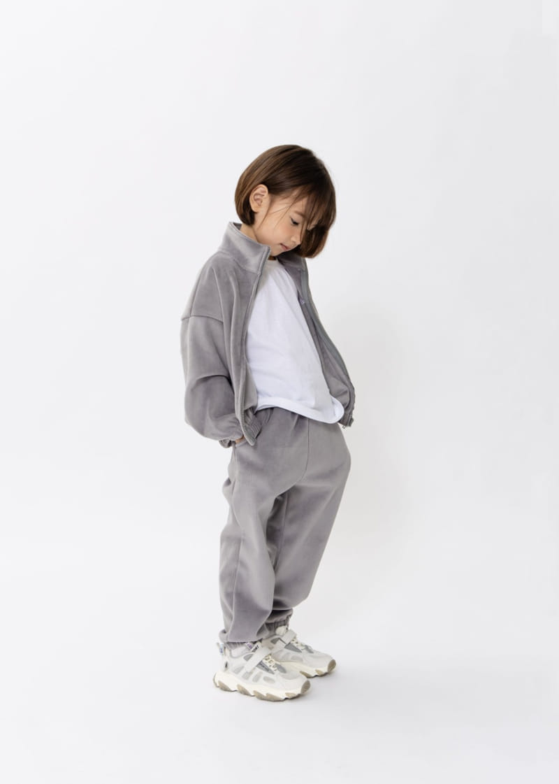 Fashion King - Korean Children Fashion - #kidsstore - Veloure Zip up Top Bottom Set - 10