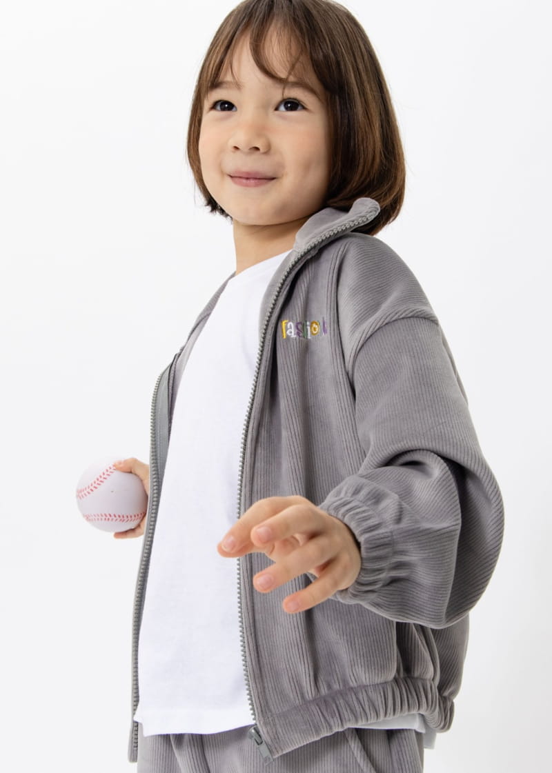 Fashion King - Korean Children Fashion - #kidzfashiontrend - Veloure Zip up Top Bottom Set - 11