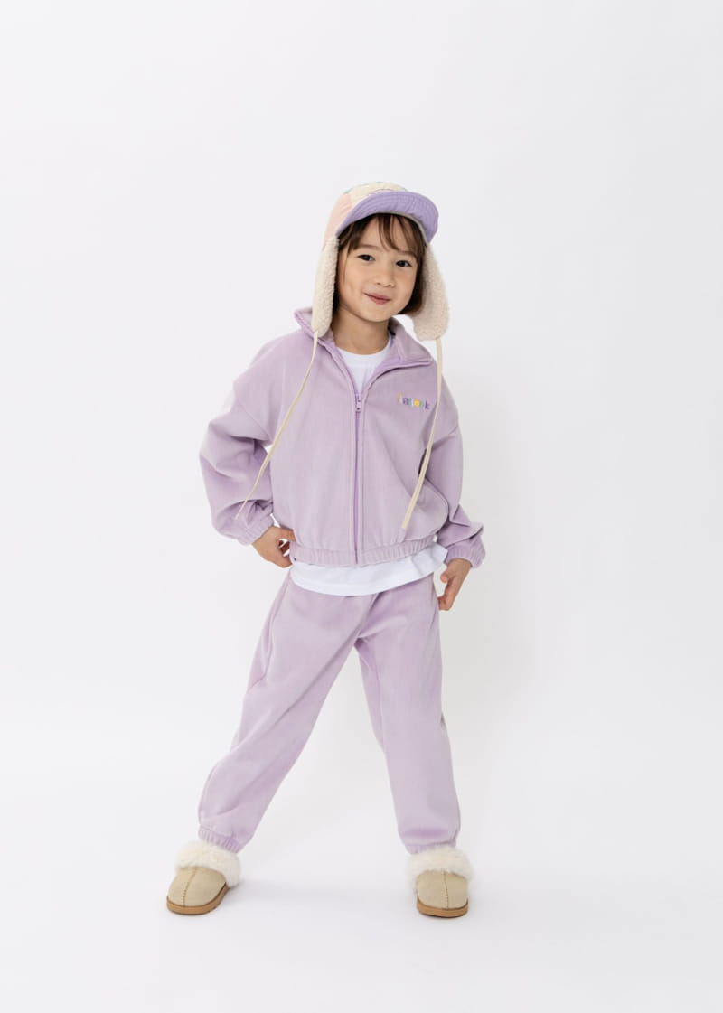 Fashion King - Korean Children Fashion - #toddlerclothing - Veloure Zip up Top Bottom Set - 2