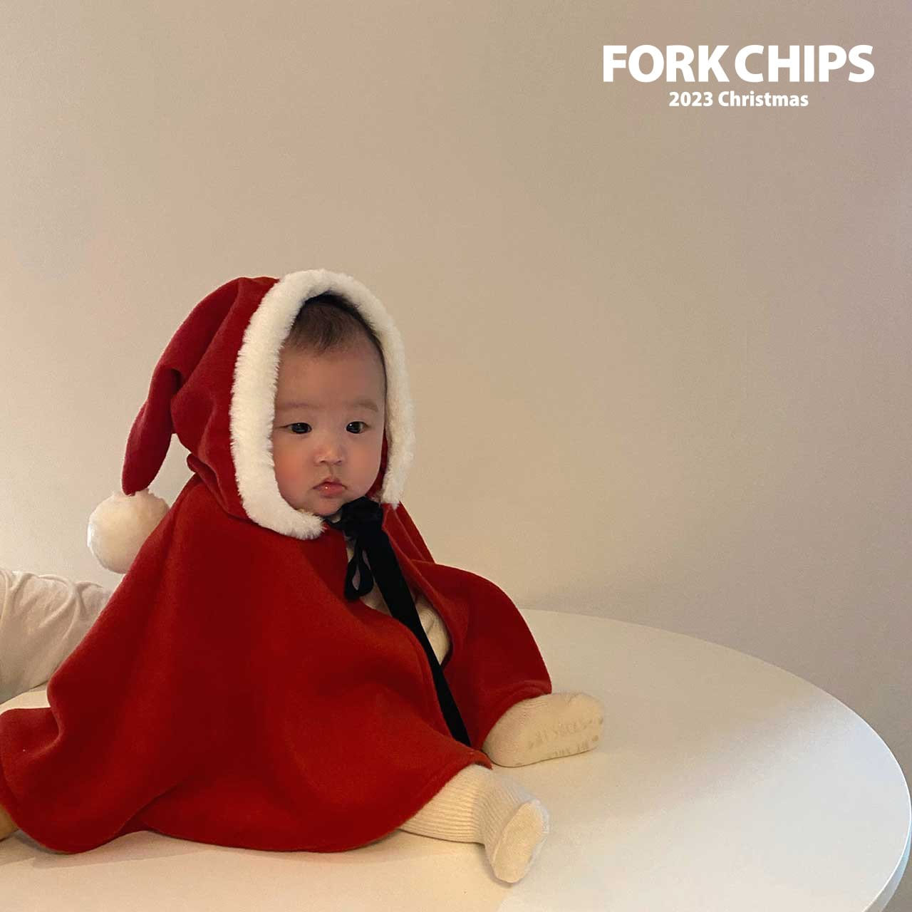 Fork Chips - Korean Baby Fashion - #babyoutfit - Santa Cape - 6