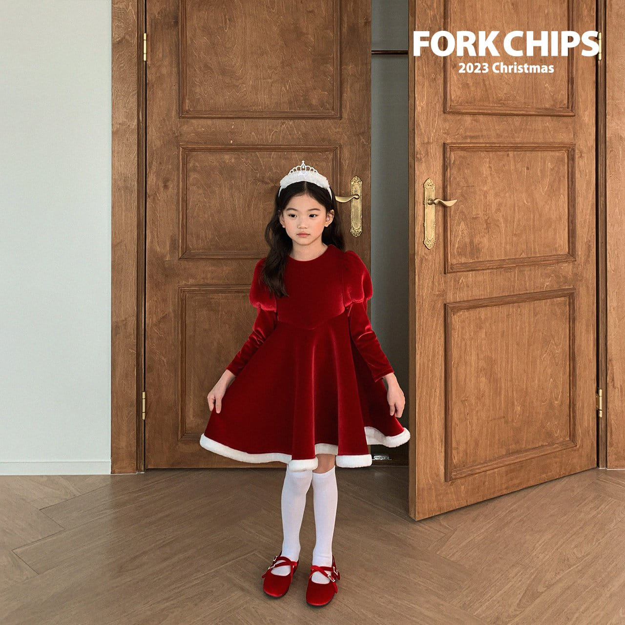 Fork Chips - Korean Children Fashion - #prettylittlegirls - Merry Snow White One-Piece - 9